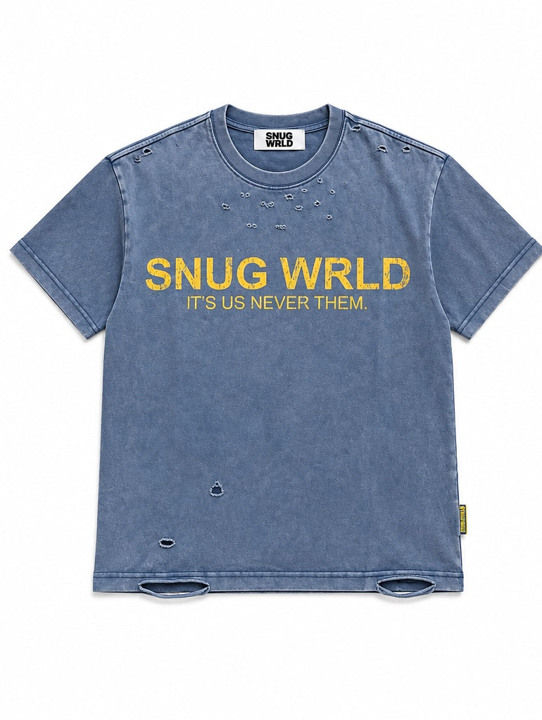 DISTRESSED LOGO PRINT T-SHIRT