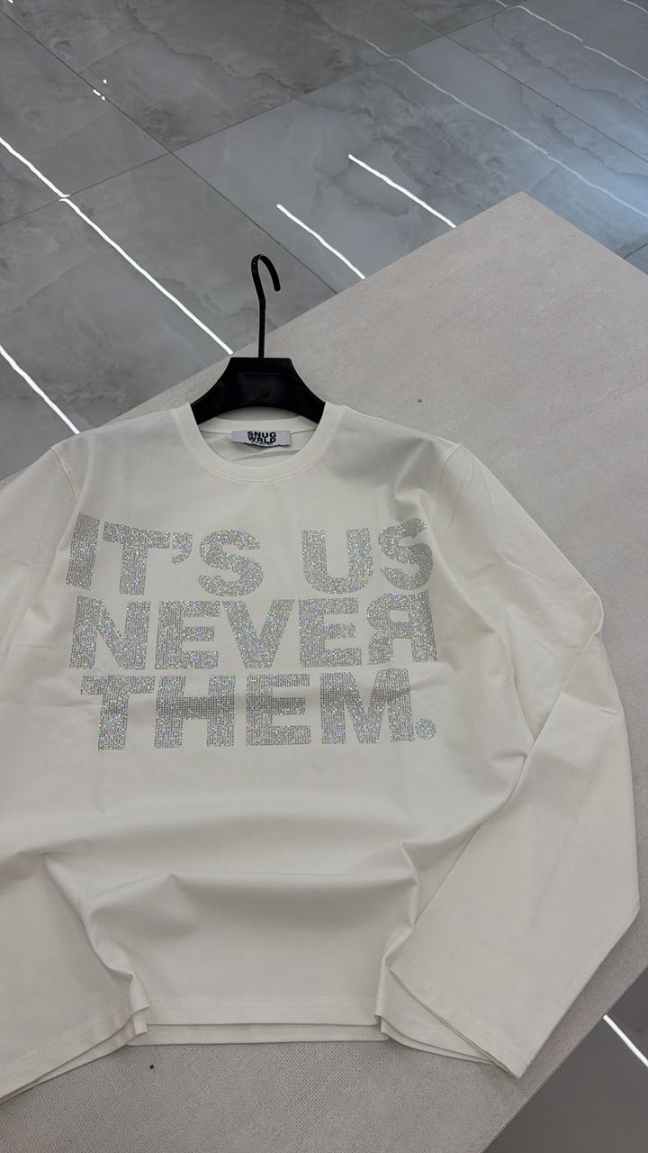 Its Us Longsleeve Rhinestone white
