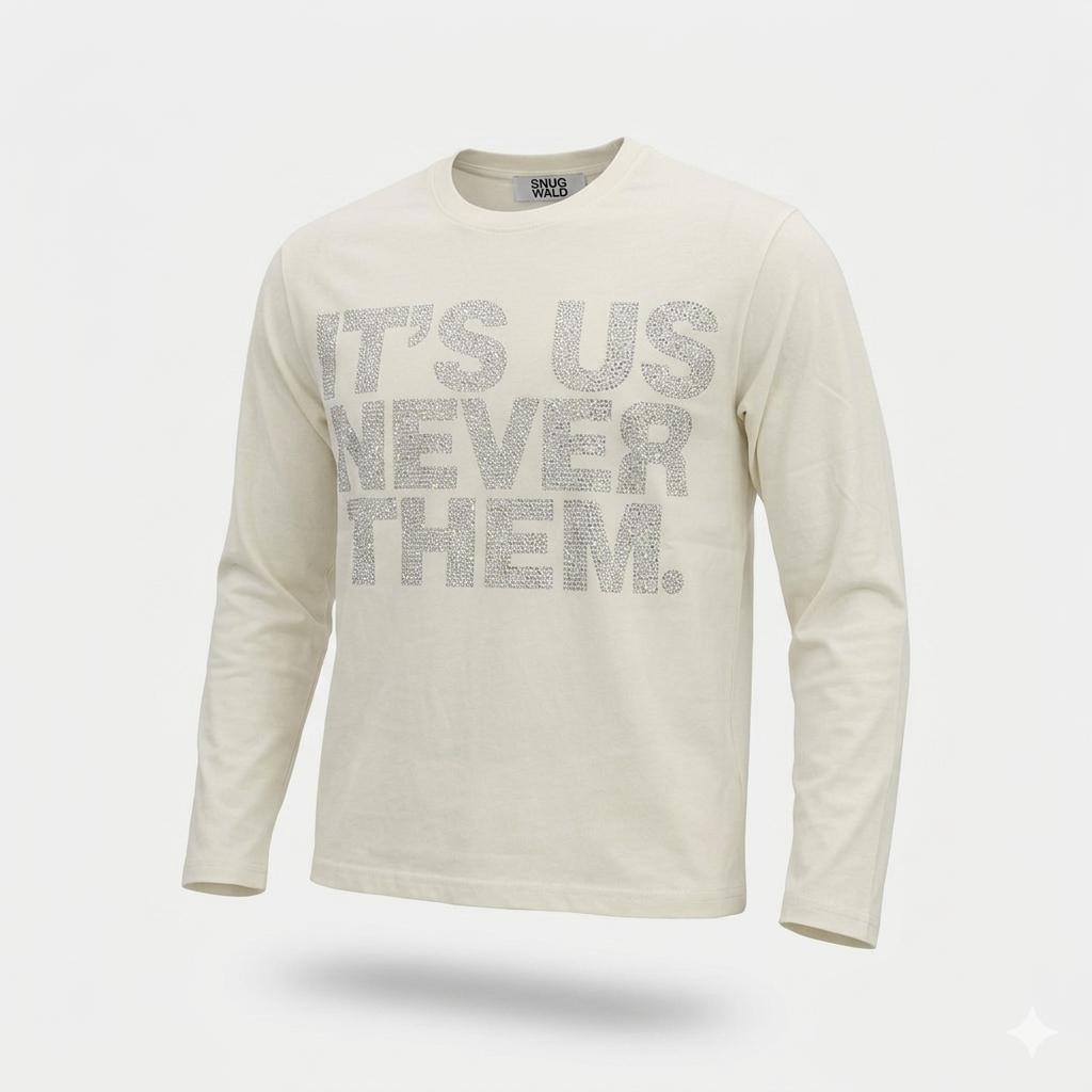Its Us Longsleeve Rhinestone white
