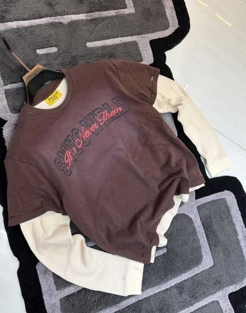 Double Layered Long Sleeve – Brown/Cream