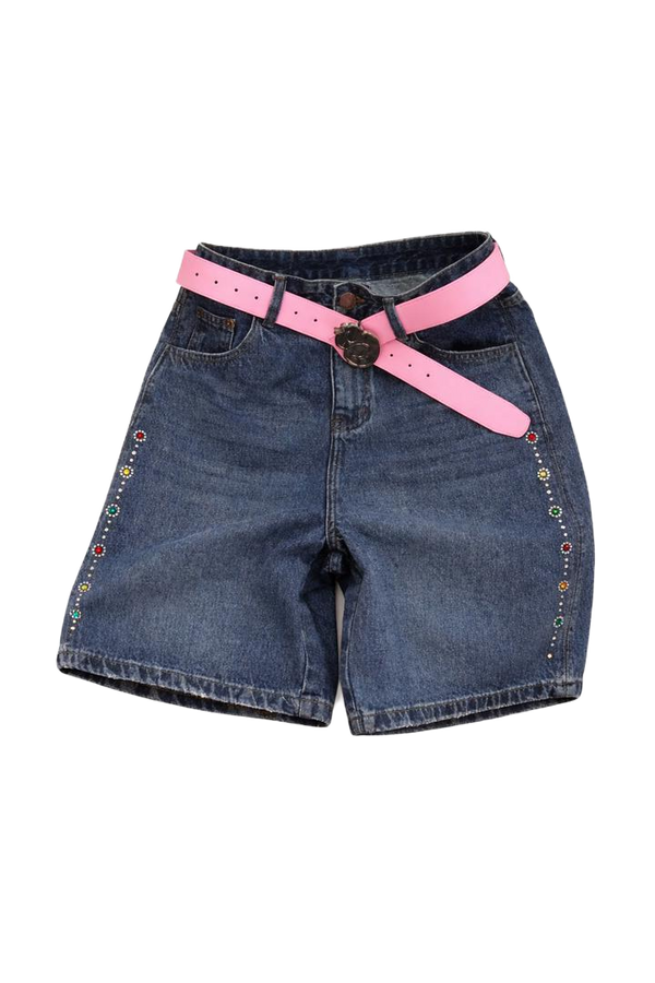 SNUG STUDDED DENIM JORTS