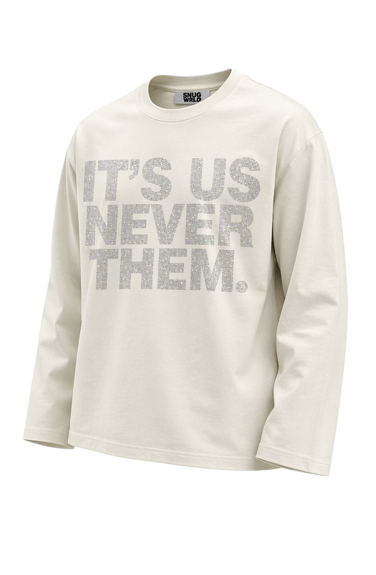 Its Us Longsleeve Rhinestone white